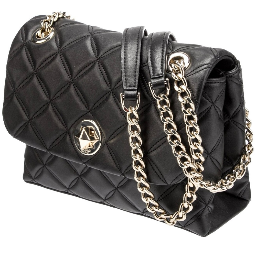 Kate Spade New York Quilted Black Leather Chain Link Shoulder Bag